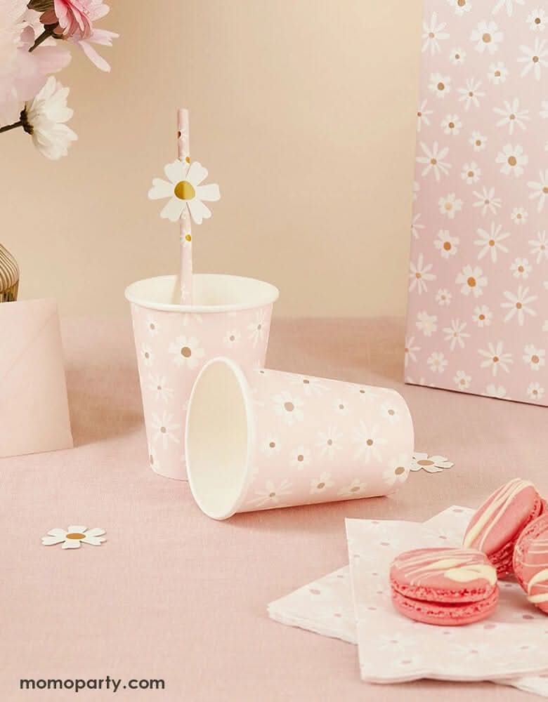 Daisy Paper Party Cups – 7.8 oz Set of 8 for Spring & Easter