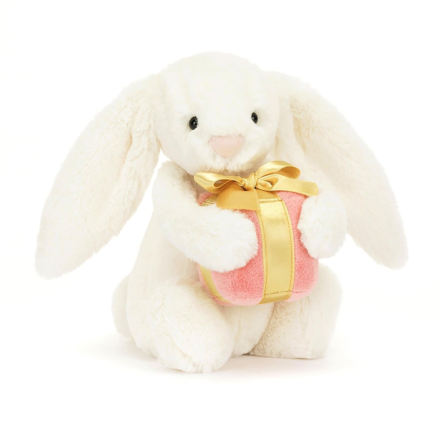 Bashful Cream Bunny with Present – 18cm