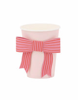 Valentine Bow Paper Cups – 12 oz Party Set of 8 with Paper Bows